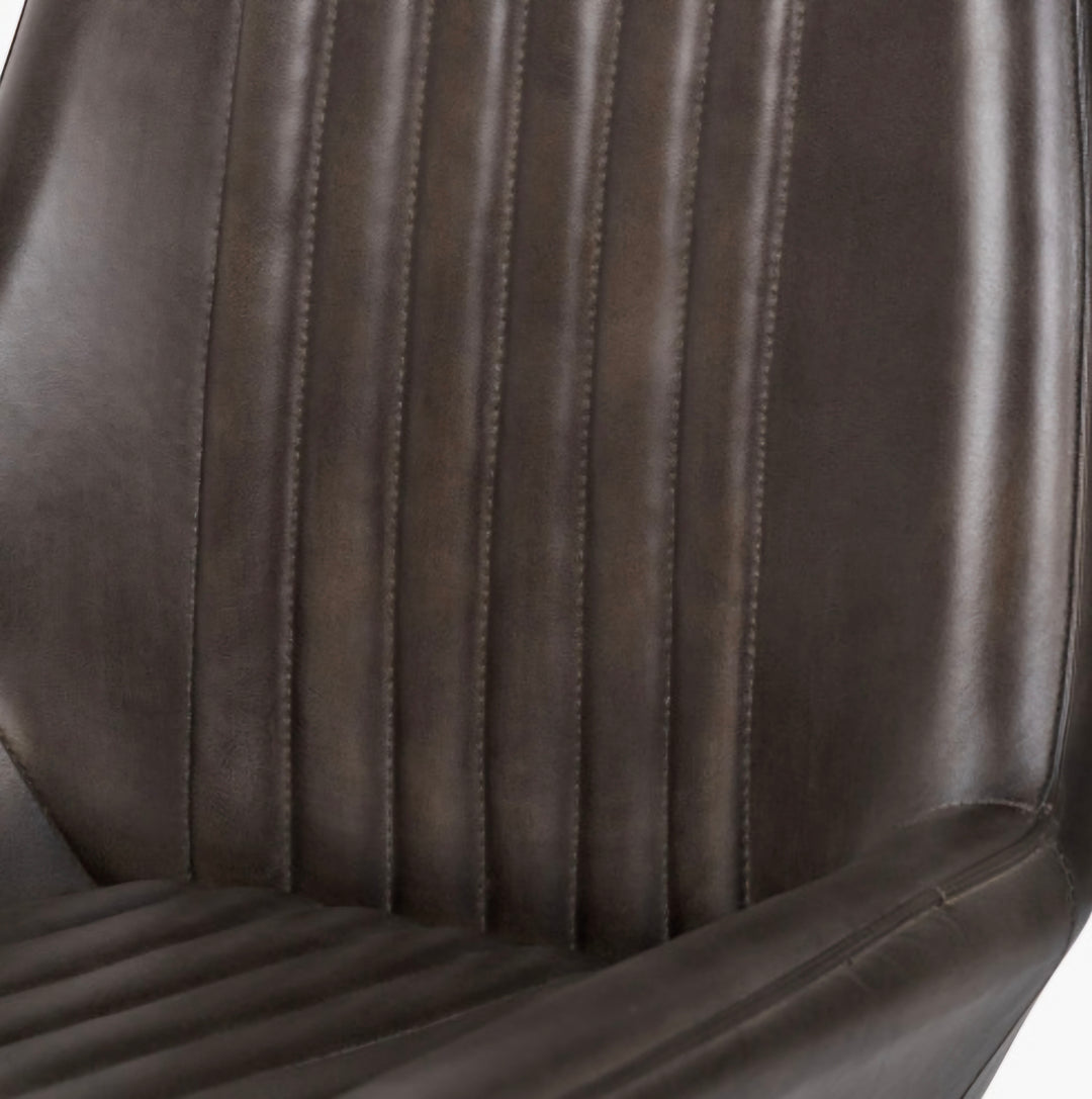 Angelo Peppercorn Leather and Bronze Metal Retro Dining Chair/Free Delivery