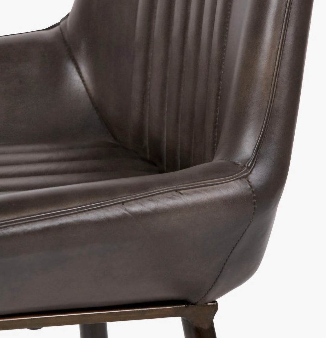 Angelo Peppercorn Leather and Bronze Metal Retro Dining Chair/Free Delivery