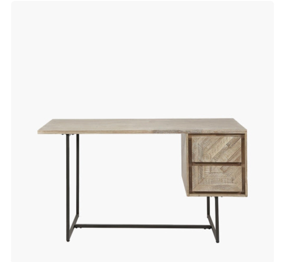 Marca Sand Wash Acacia Wood and Black Metal Desk/Scandi/ Free Delivery
