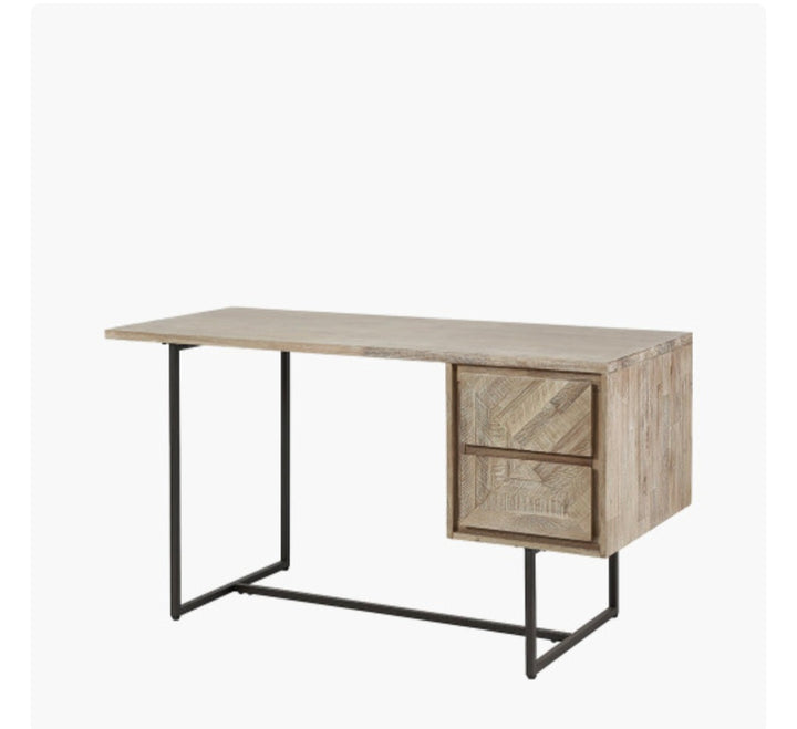 Marca Sand Wash Acacia Wood and Black Metal Desk/Scandi/ Free Delivery