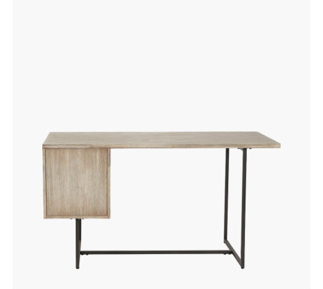 Marca Sand Wash Acacia Wood and Black Metal Desk/Scandi/ Free Delivery