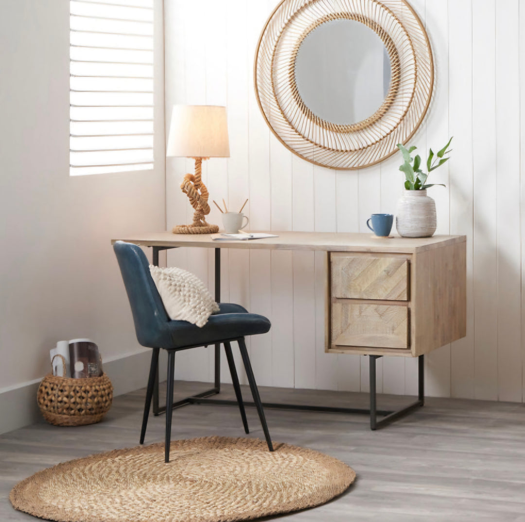 Marca Sand Wash Acacia Wood and Black Metal Desk/Scandi/ Free Delivery