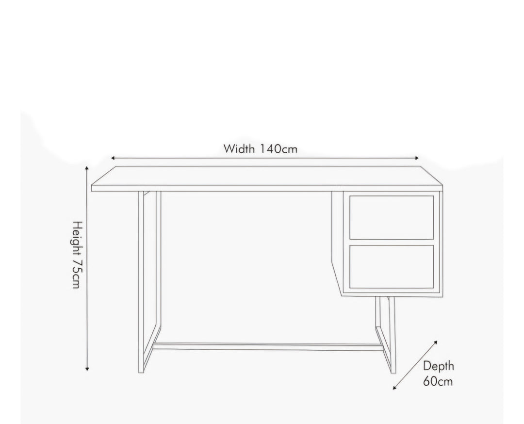 Marca Sand Wash Acacia Wood and Black Metal Desk/Scandi/ Free Delivery