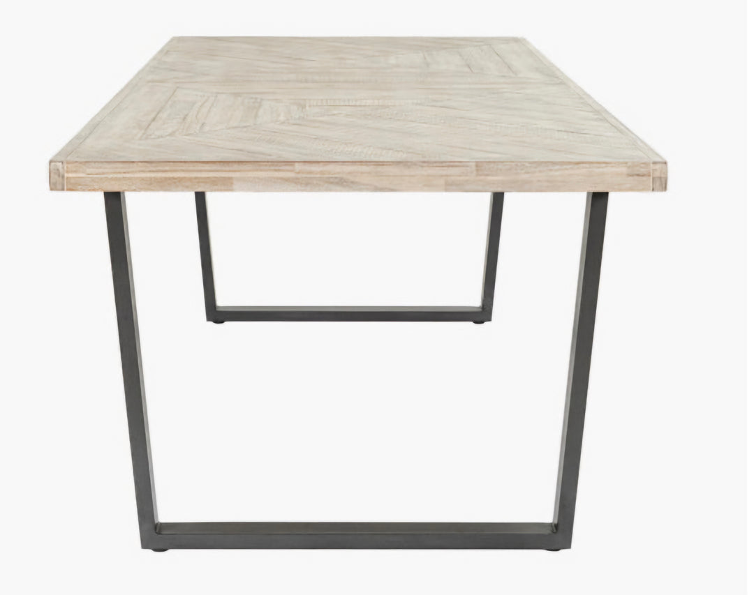 Marca Sand Wash Acacia Wood and Black Metal 8 Seater Dining Table/Scandi/ Free Delivery
