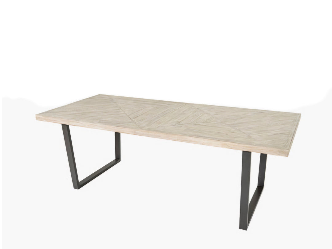 Marca Sand Wash Acacia Wood and Black Metal 8 Seater Dining Table/Scandi/ Free Delivery