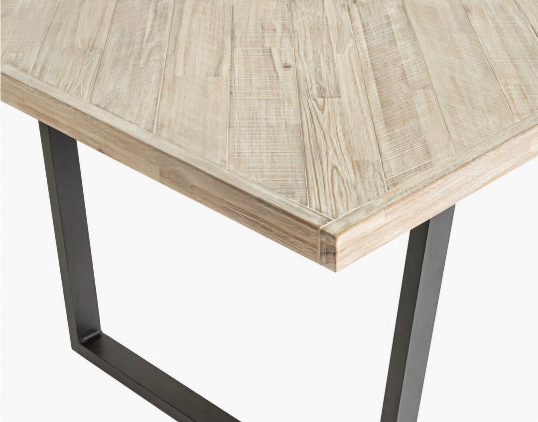 Marca Sand Wash Acacia Wood and Black Metal 8 Seater Dining Table/Scandi/ Free Delivery