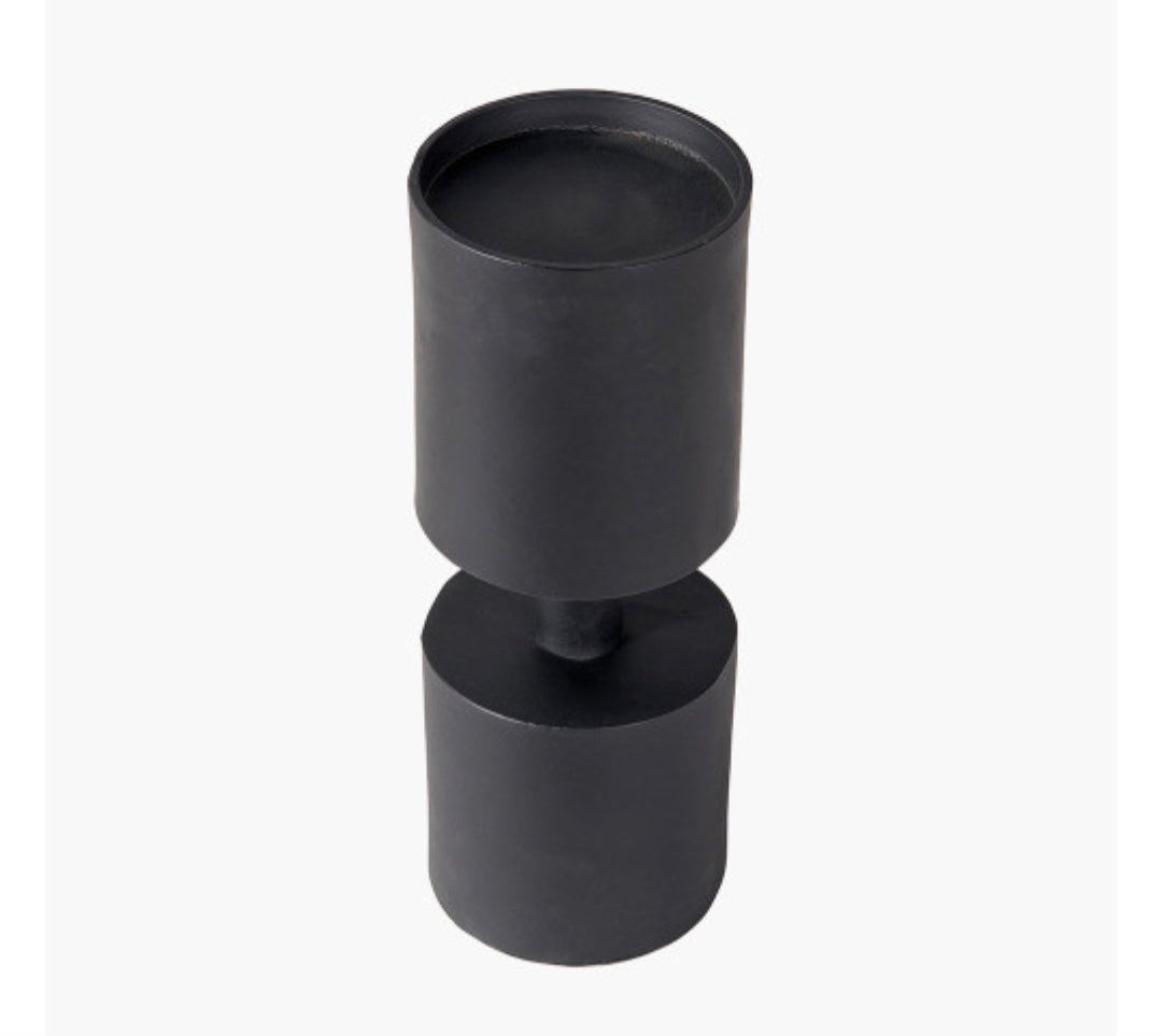 Matt Black Metal Pillar Candle Holder