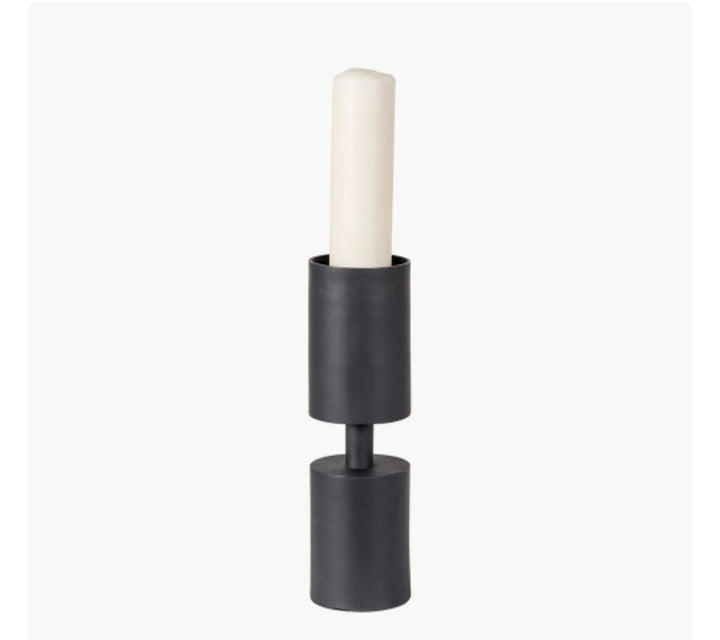 Matt Black Metal Pillar Candle Holder Large