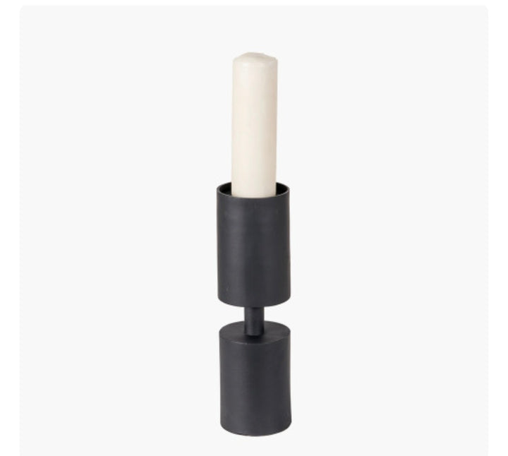 Matt Black Metal Pillar Candle Holder Large