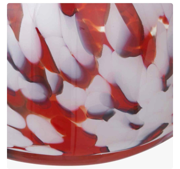 Red and White Tortoiseshell Glass Vase