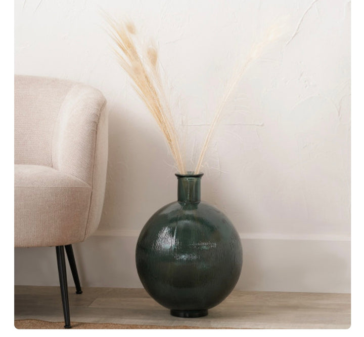 Sea Green Round Recycled Glass Vase