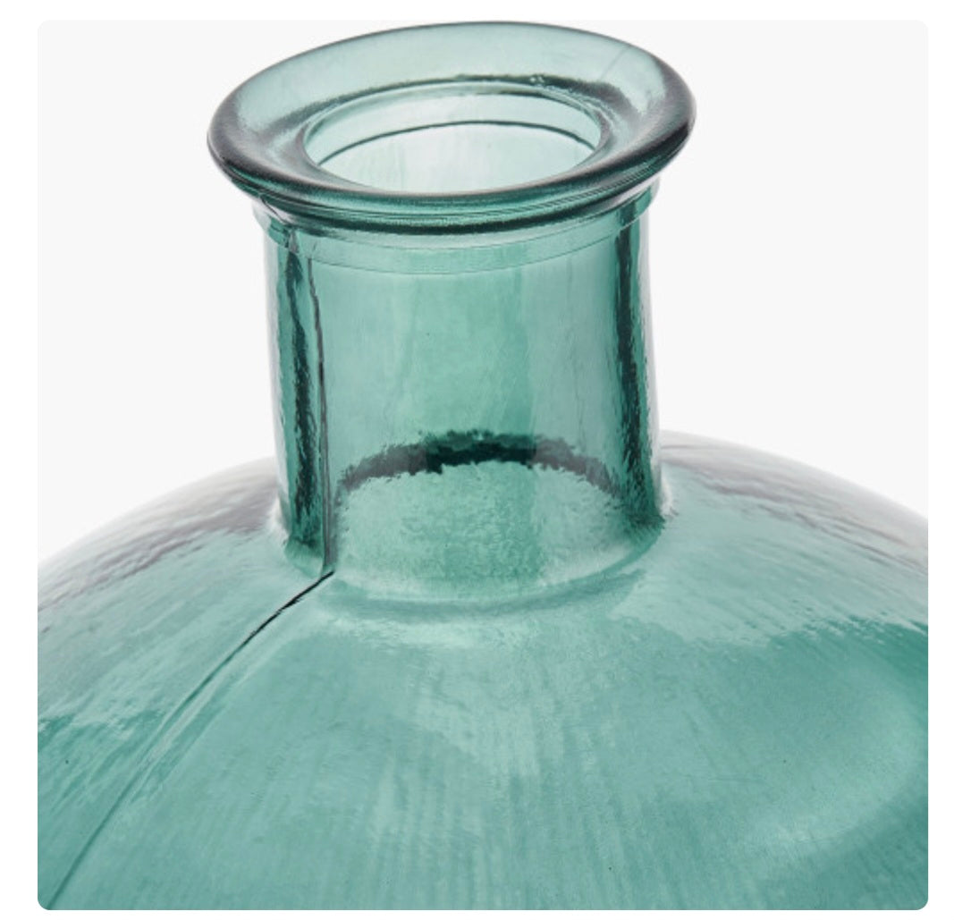 Sea Green Round Recycled Glass Vase