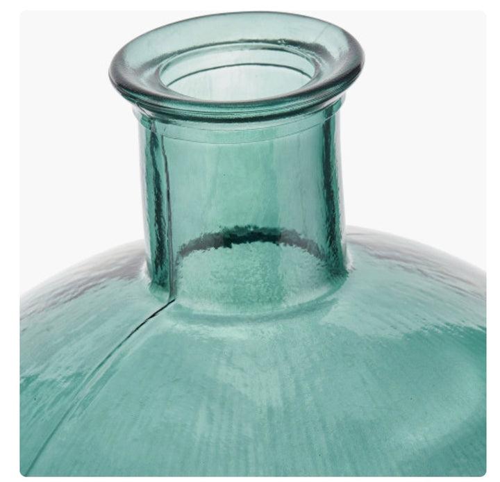 Sea Green Round Recycled Glass Vase