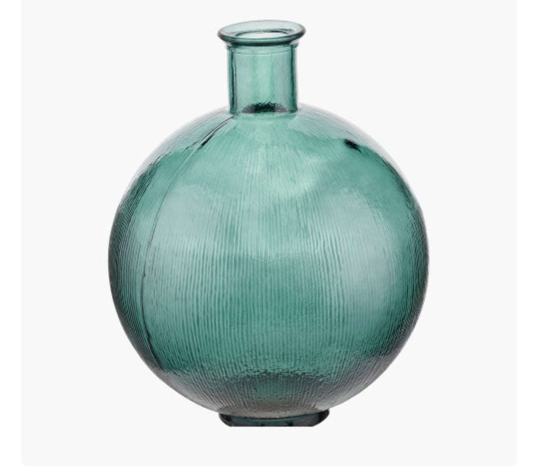 Sea Green Round Recycled Glass Vase