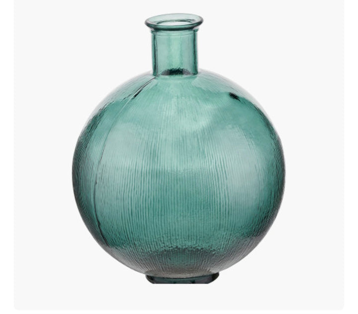Sea Green Round Recycled Glass Vase