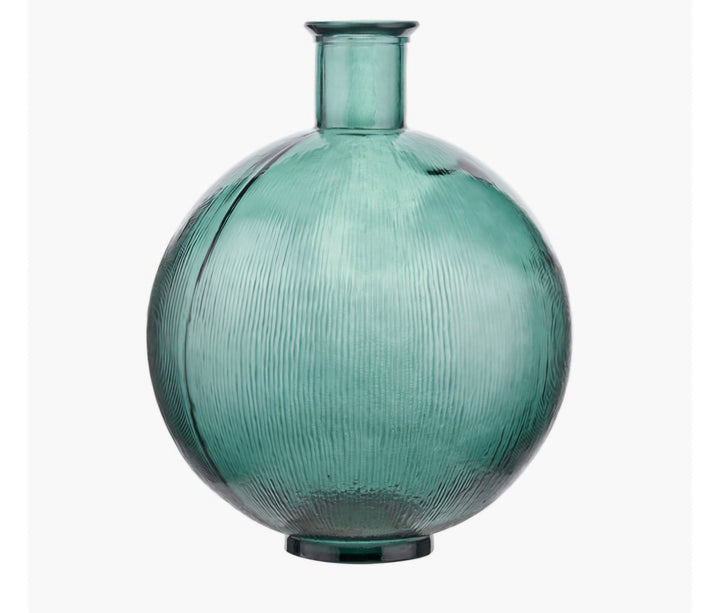 Sea Green Round Recycled Glass Vase
