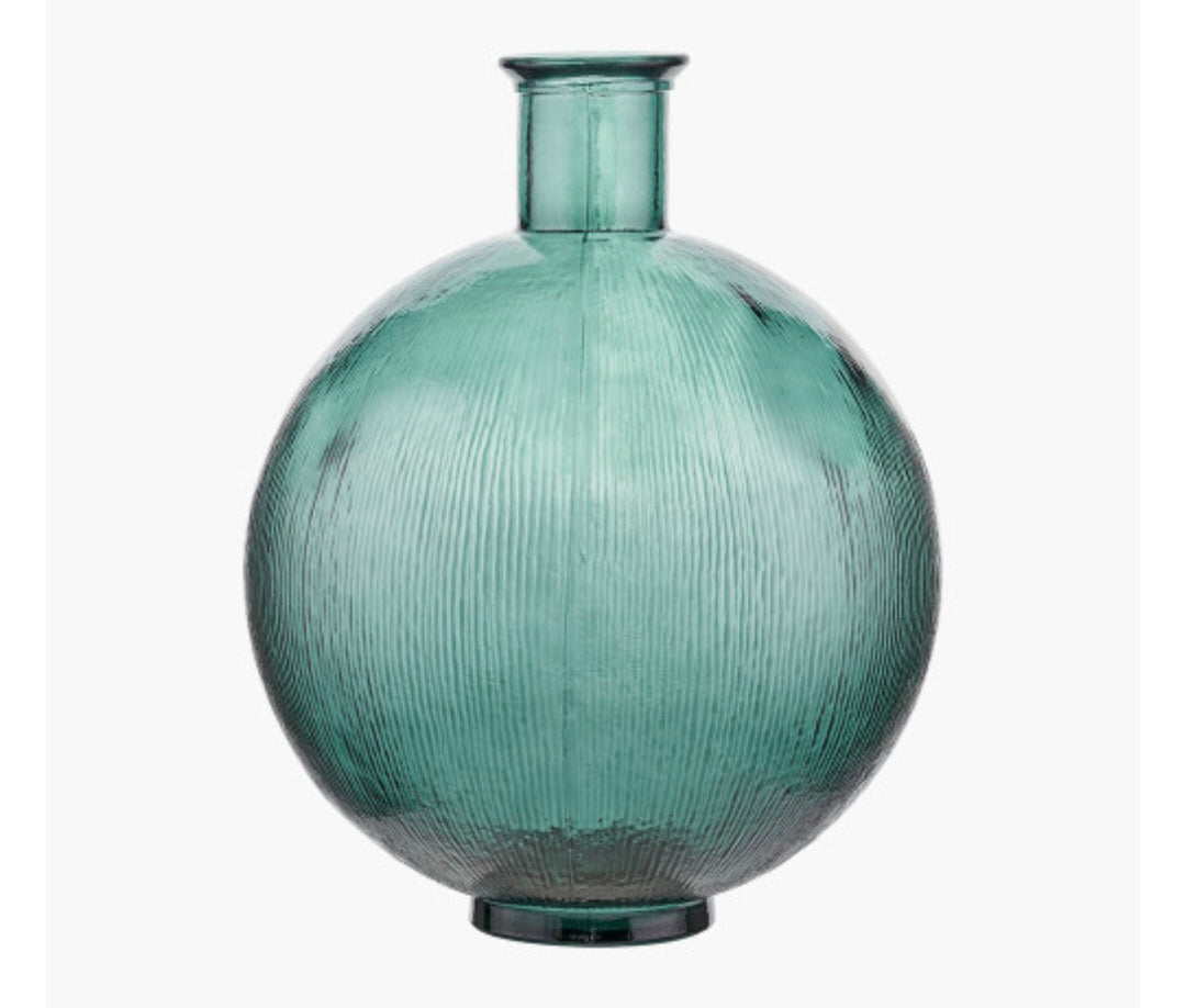 Sea Green Round Recycled Glass Vase