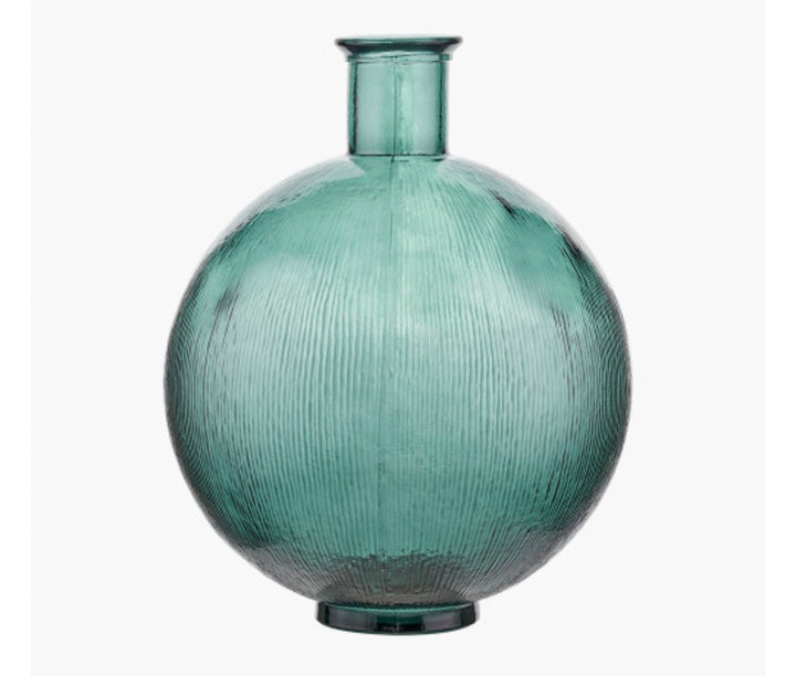 Sea Green Round Recycled Glass Vase
