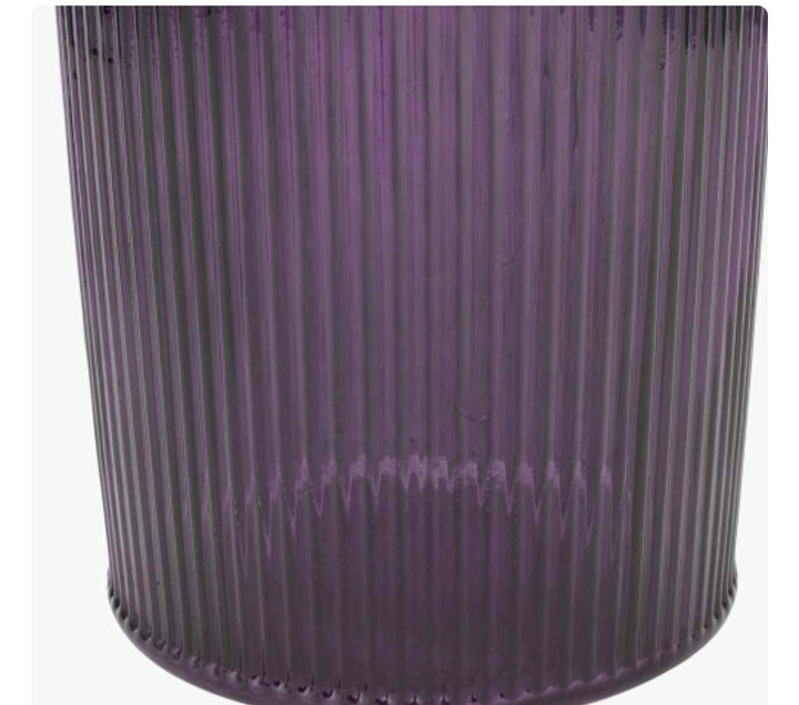 Lilac Recycled Glass Ribbed Vase Tall
