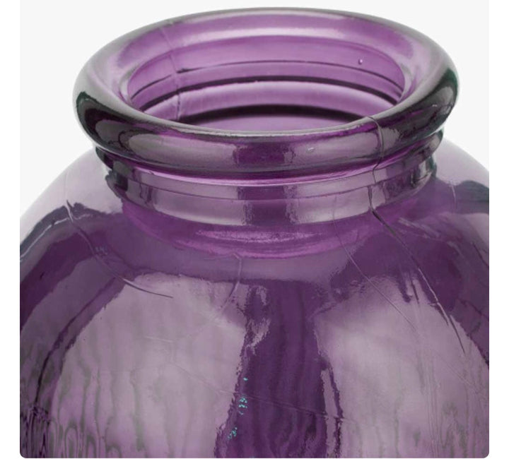Lilac Recycled Glass Ribbed Vase Tall