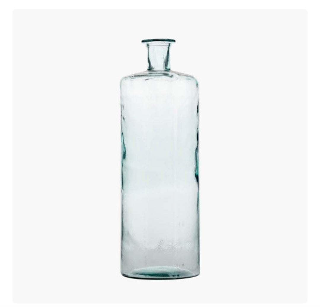 Clear Recycled Glass Tall Bottle Vase