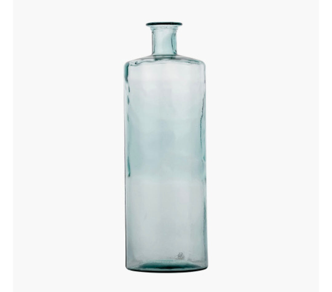 Clear Recycled Glass Tall Bottle Vase
