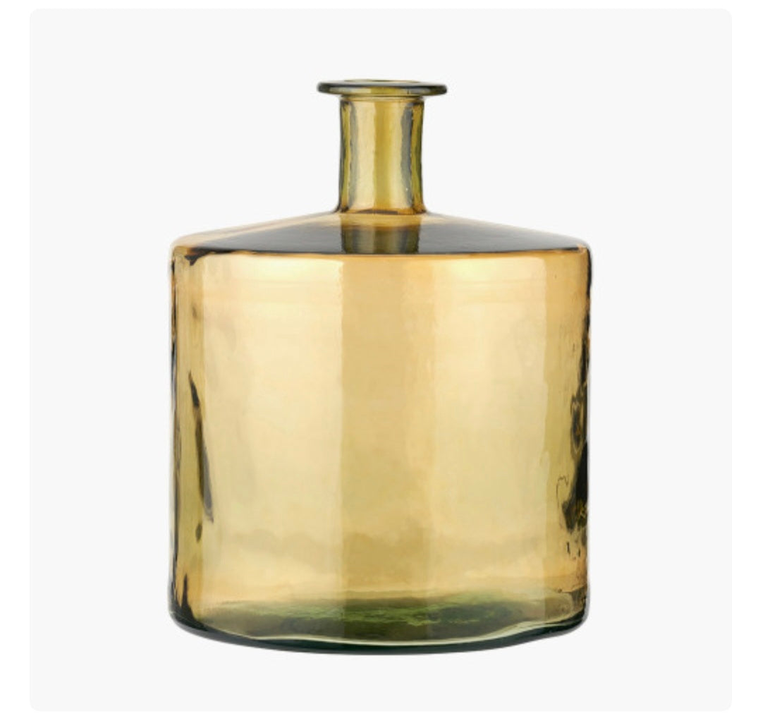 Amber Recycled Glass Bottle Vase
