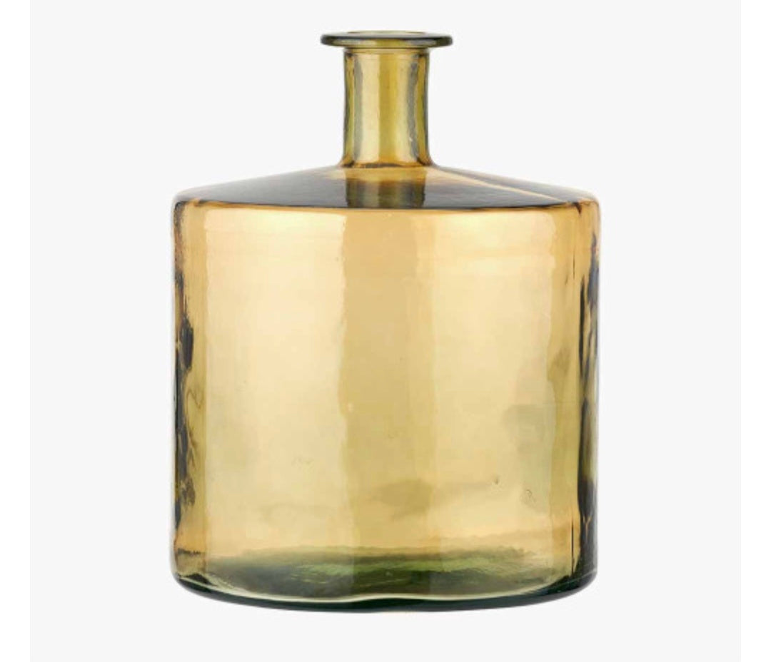 Amber Recycled Glass Bottle Vase