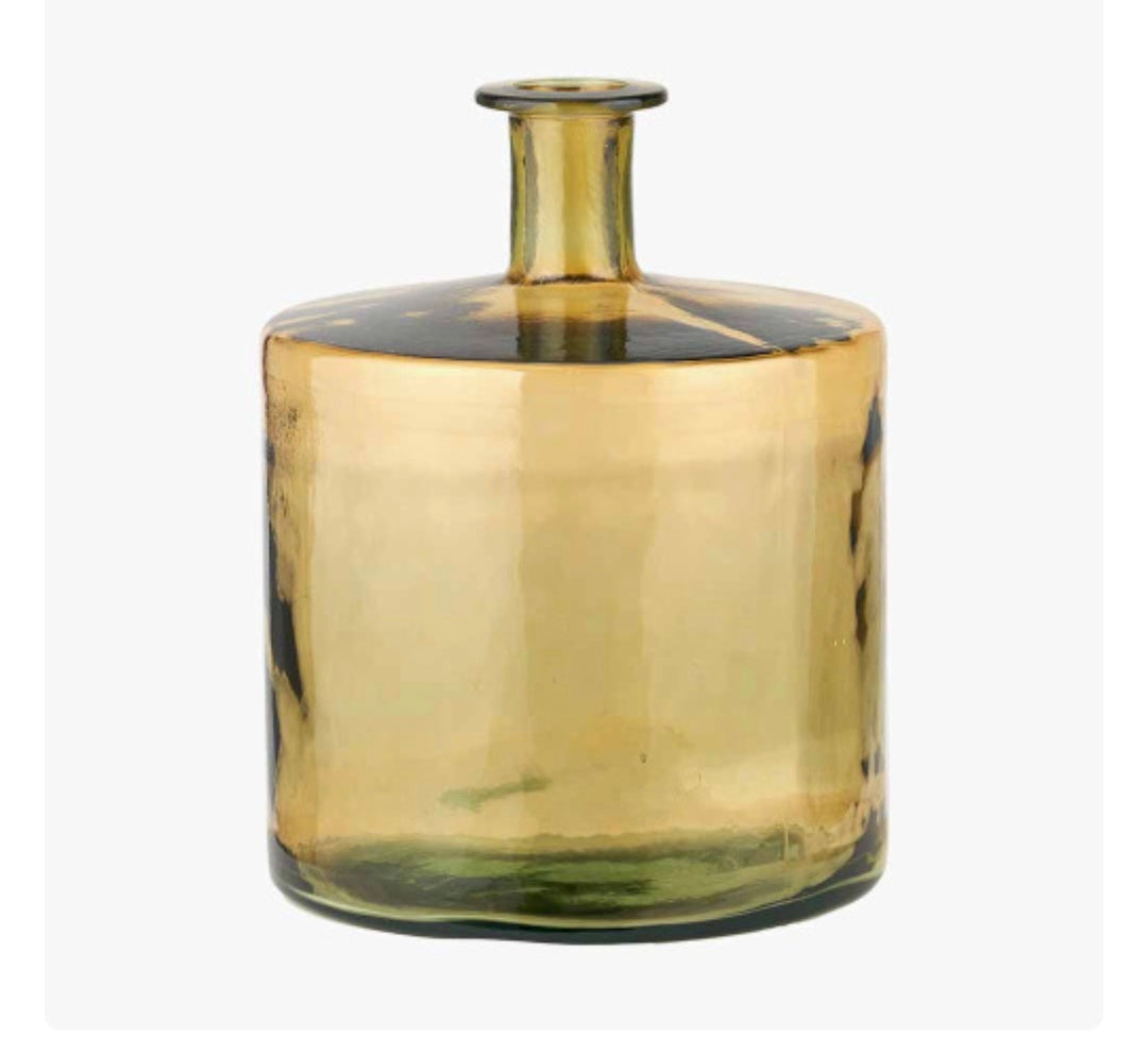 Amber Recycled Glass Bottle Vase
