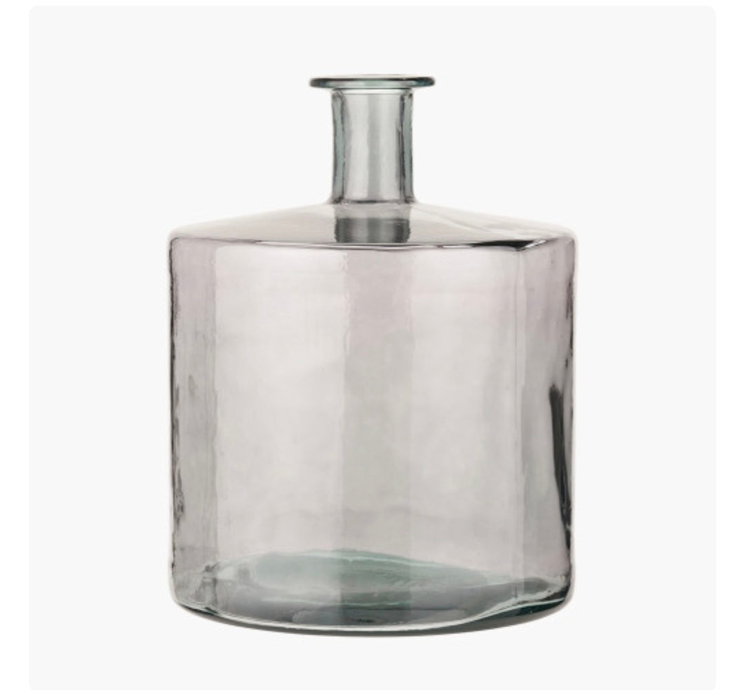 Grey Recycled Glass Bottle Vase