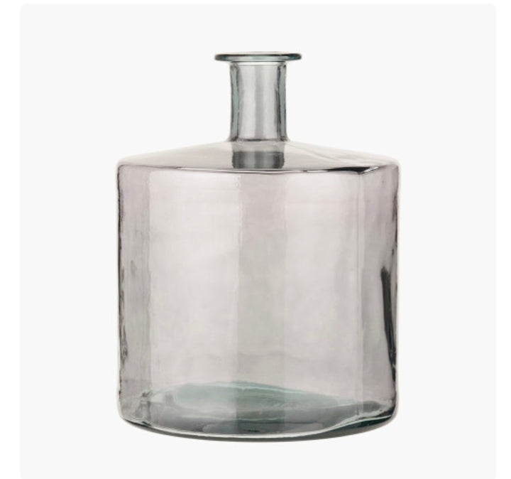 Grey Recycled Glass Bottle Vase