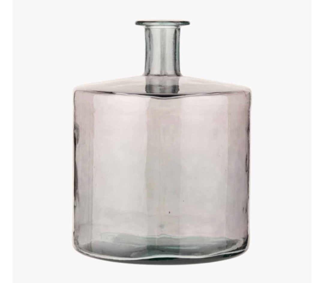 Grey Recycled Glass Bottle Vase