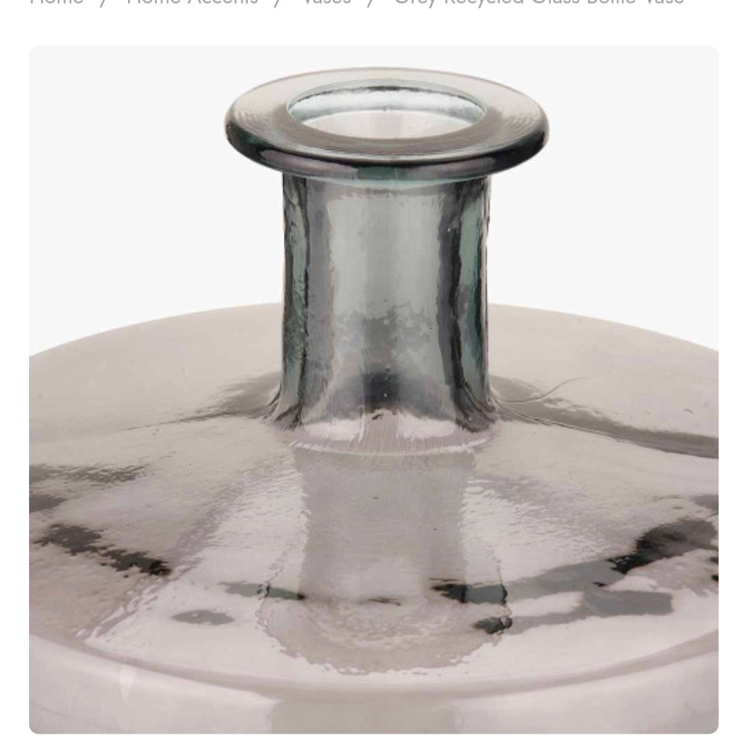 Grey Recycled Glass Bottle Vase
