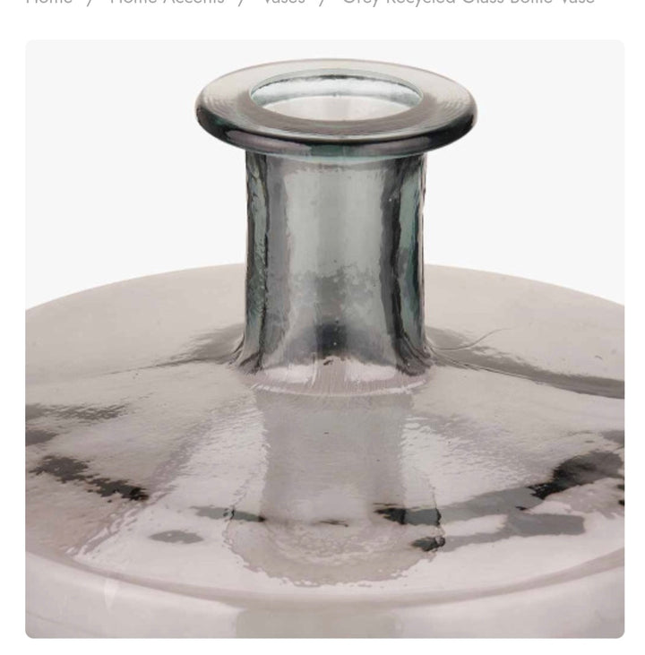 Grey Recycled Glass Bottle Vase