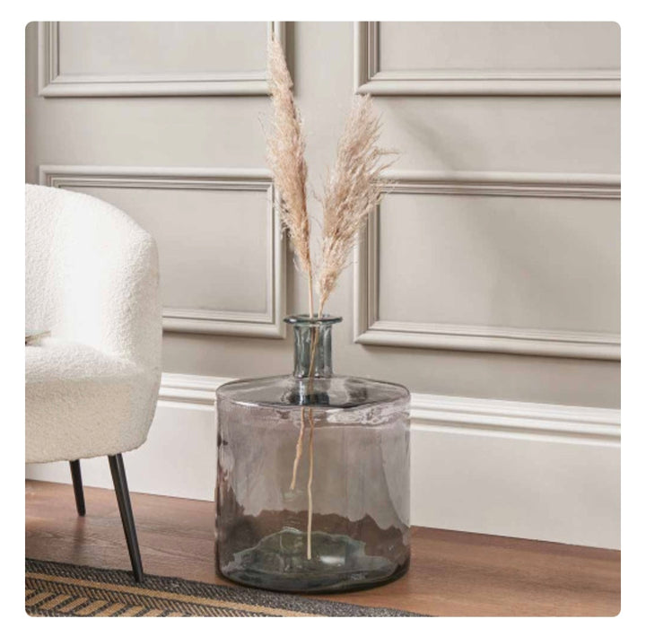 Grey Recycled Glass Bottle Vase