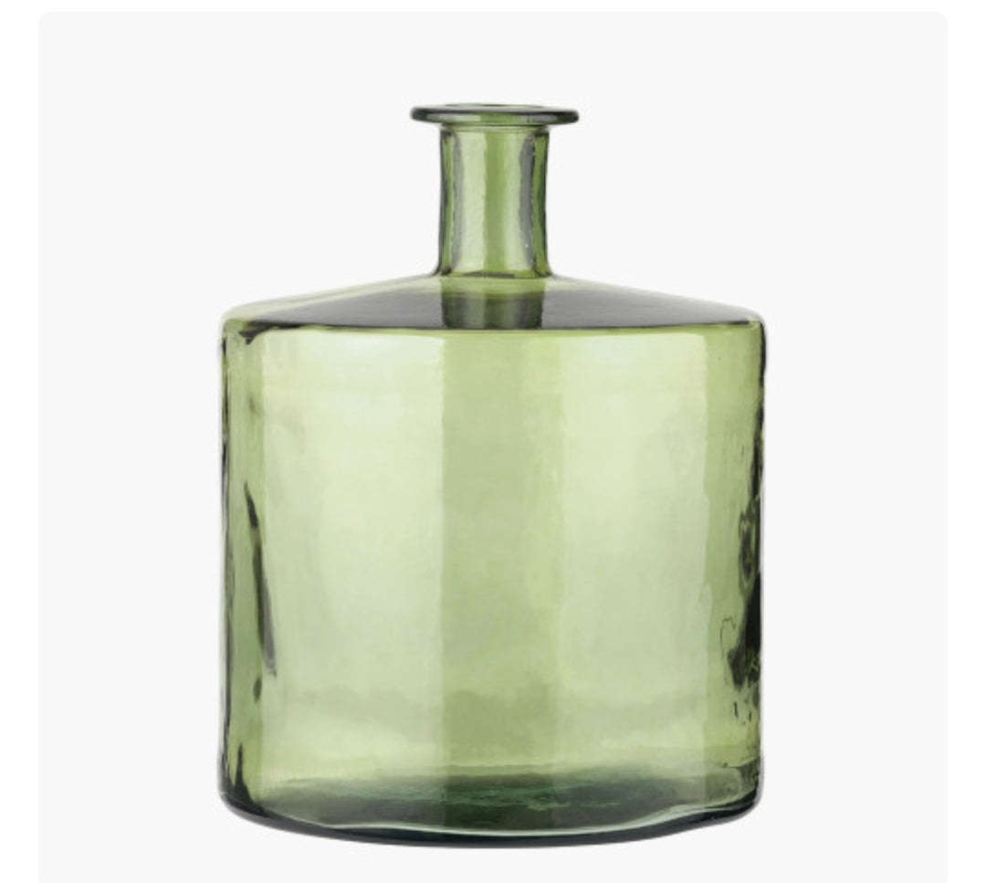 Forest Green Recycled Glass Bottle Vase