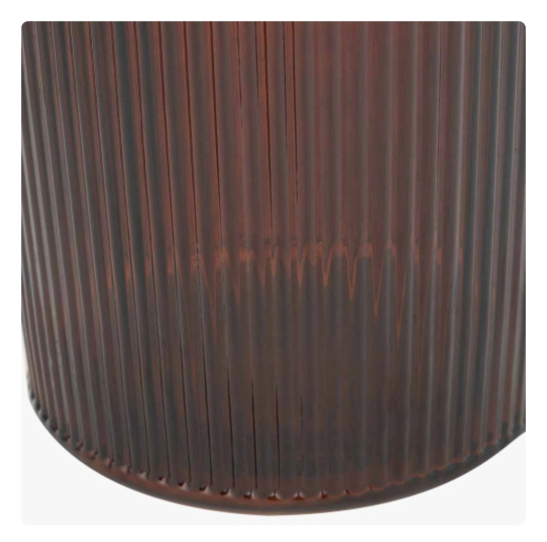 Pecan Brown Recycled Glass Ribbed Vase Tall