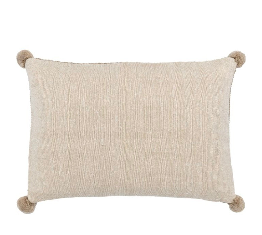 Moss Stitch PomPom Cushion/Cream