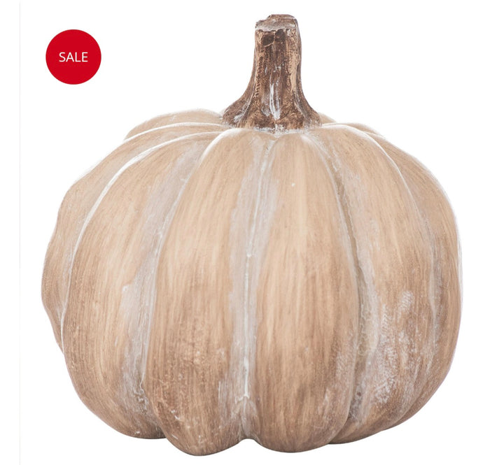 Set Of Six Carved Wood Effect Pumpkins
