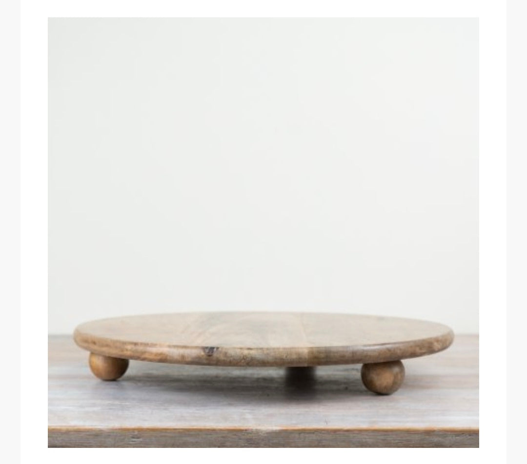 Large Wooden Candle Plate Holder, 40cm