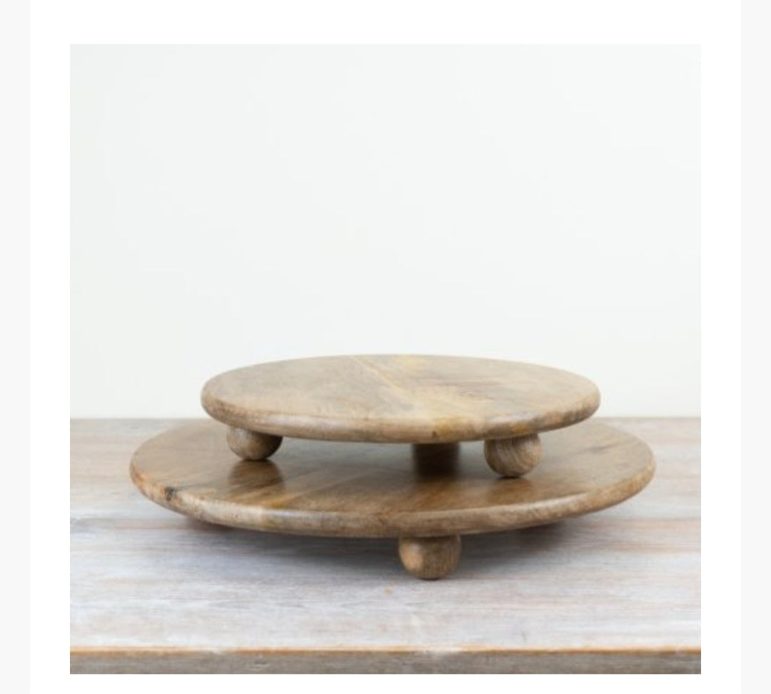 Large Wooden Candle Plate Holder, 40cm