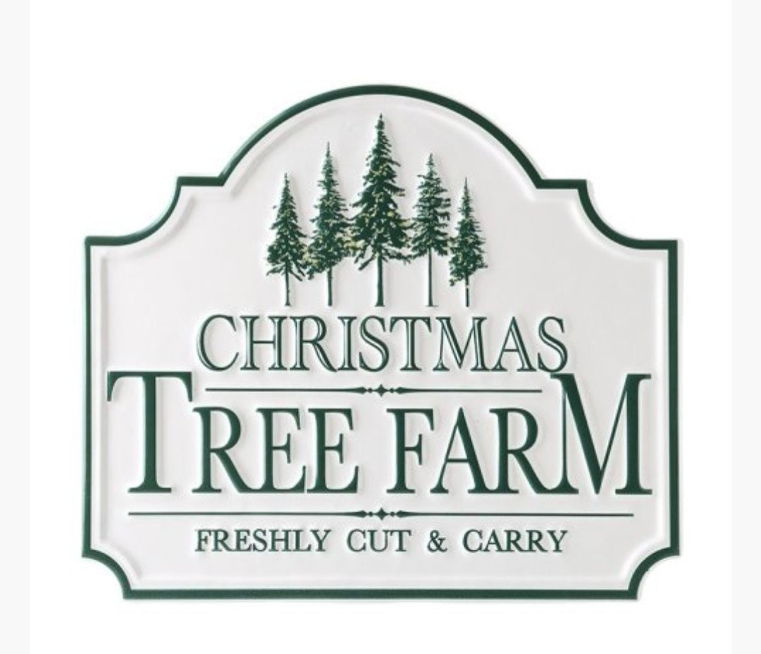 Metal Christmas Tree Farm Sign, 30cm
