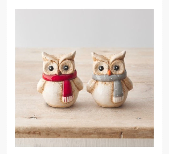 Owl W/Red Scarf, 9.5cm
