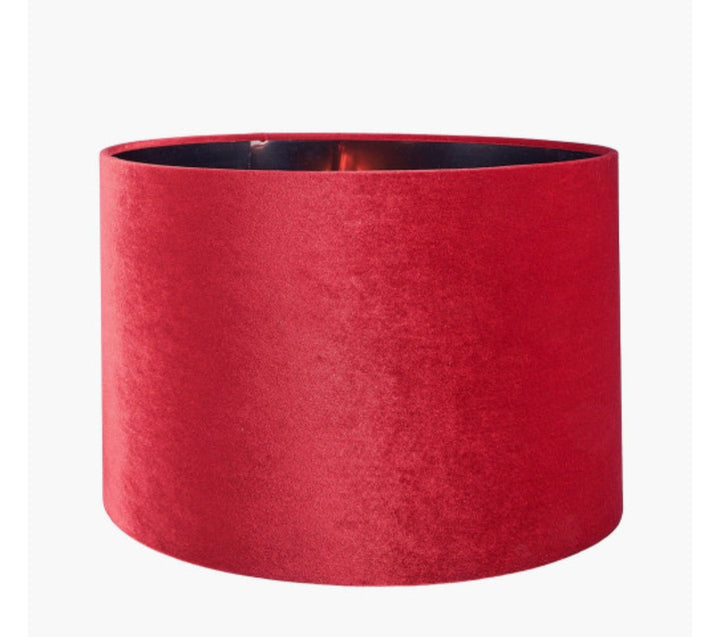Bow 40cm Red Velvet Cylinder Lampshade