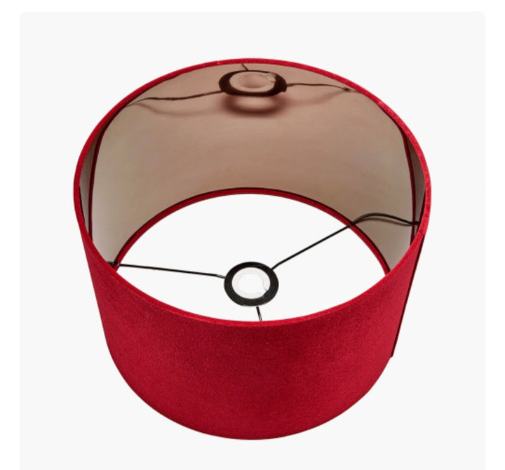 Bow 40cm Red Velvet Cylinder Lampshade