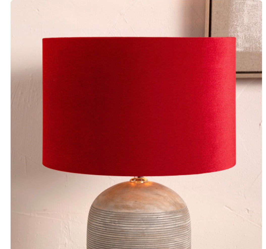 Bow 40cm Red Velvet Cylinder Lampshade