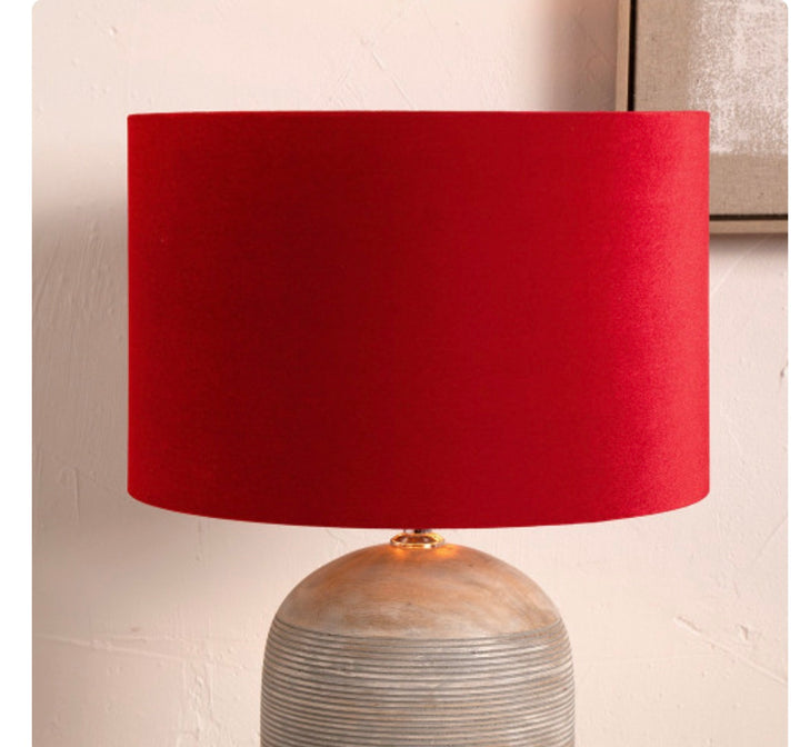 Bow 40cm Red Velvet Cylinder Lampshade
