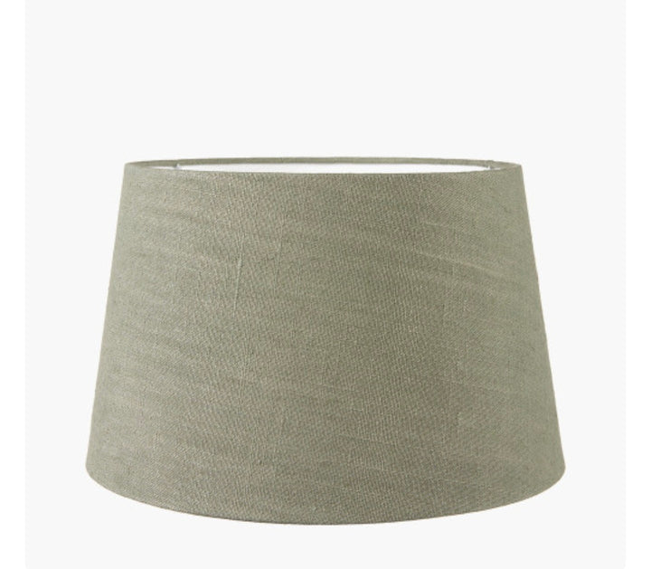 Barbier White Art Deco Fan Ceramic Table Lamp Base with Milos 35cm Pistachio Green Linen Tapered Lampshade
