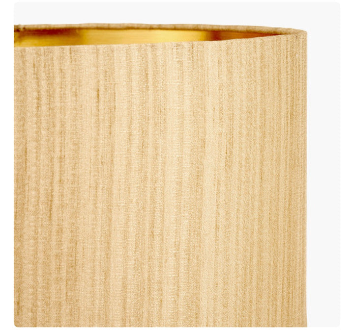 Barbier White Art Deco Fan Ceramic Table Lamp Base with Stellan 35cm Gold Slubbed Silk Mix Gold Lined Cylinder Lampshade