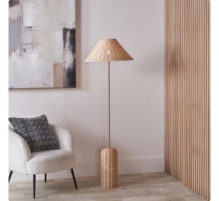 Hali Rattan Base and Shade Floor Lamp